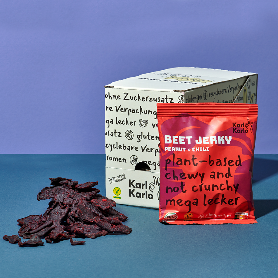 Beet Jerky Erdnuss & Chili Veganes Beef Jerky aus roter Beete ... Beet Jerky Erdnuss & Chili Veganes Beef Jerky aus roter Beete ...